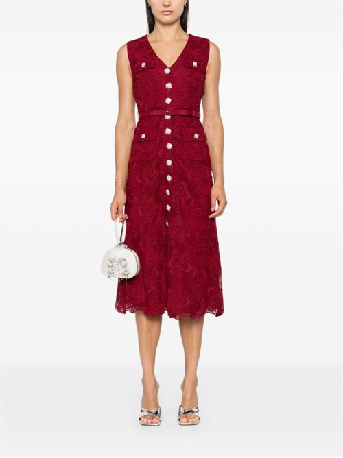 Midi dress with crystals SELF PORTRAIT | AW24009MABUBURGUNDY